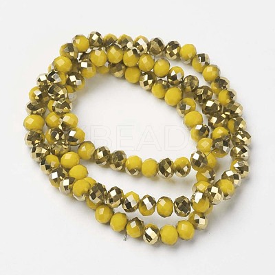 Electroplate Opaque Glass Beads Strands EGLA-A034-P6mm-O06-1