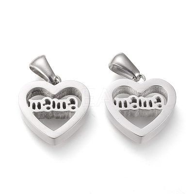 Non-Tarnish Mother's Day 304 Stainless Steel Pendants STAS-F253-01P-1