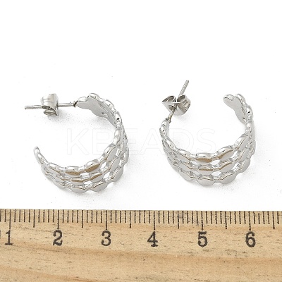 304 Stainless Steel C-Shaped Stud Earrings for Women EJEW-A119-15P-1
