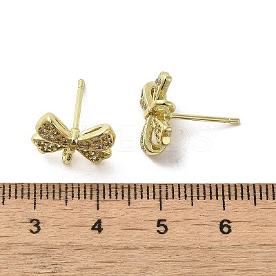 Rack Plating Brass & Cubic Zirconia Stud Earring Findings KK-G487-08G-1