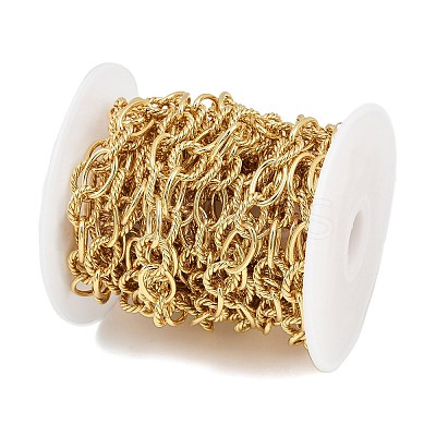 Brass Textured Oval Link Chains CHC-L054-17G-1