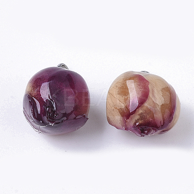 Handmade Natural Real Rose Dried Flower Pendants RESI-R424-01-1