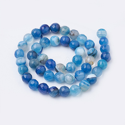 Natural Striped Agate/Banded Agate Beads Strands G-S281-51-6mm-1