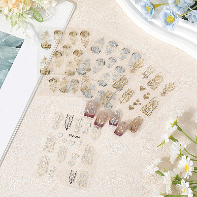 4Pcs 4 Styles Branch Self Adhesive PET Nail Art Stickers Decals MRMJ-SP0001-18-1