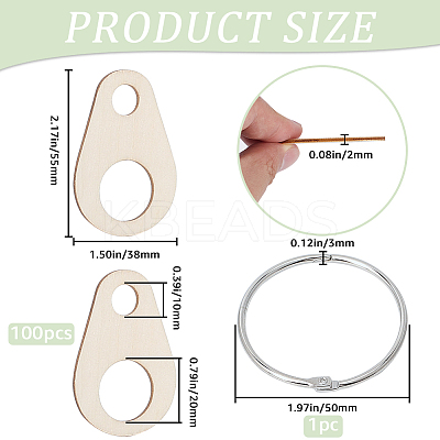 Teardrop Wood Embroidery Thread Organizers AJEW-GF0009-22-1