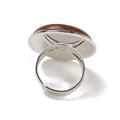 Synthetic Goldstone Round Adjustable Rings RJEW-K371-09S-19-1