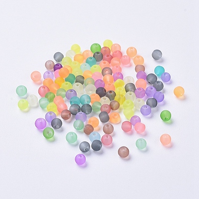 Transparent Frosted Glass Beads FGLA-R001-4mm-M-1