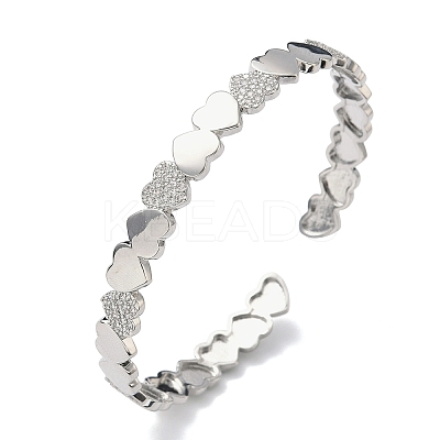 Brass Micro Pave Cubic Zirconia Bangles BJEW-C144-02P-1