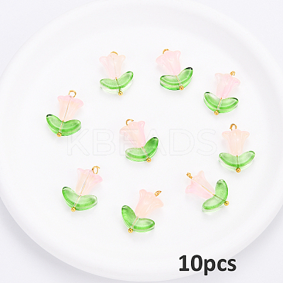 10Pcs Glass Pendants PALLOY-YW00040-08-1