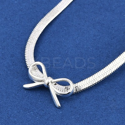 Bowknot Brass Pendant Necklaces NJEW-F325-02P-1