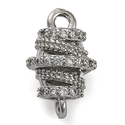 Brass Micro Pave Clear Cubic Zirconia Hollow Oval Connector Charms KK-A230-05C-P-1