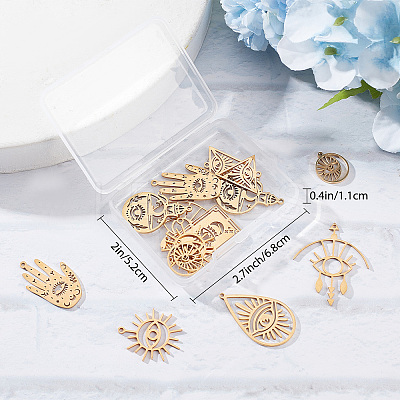 16Pcs 8 Style 201 & 304 Stainless Steel Pendants STAS-SC0004-57-1