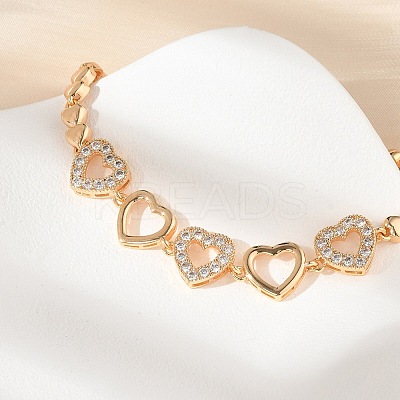 Brass Micro Pave Cubic Zirconia Link Chain Bracelets KK-R217-47G-1