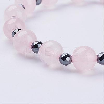 Natural Rose Quartz Stretch Bracelets BJEW-JB02856-01-1