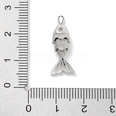 Fish Rack Plating Brass Micro Pave Cubic Zirconia Pendants KK-Z071-72A-01P-1