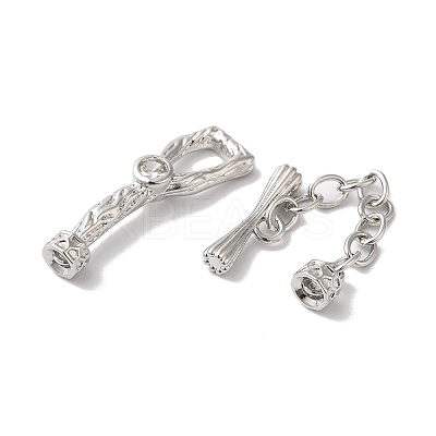 Brass Micro Pave Clear Cubic Zirconia Toggle Clasps KK-G503-03P-1