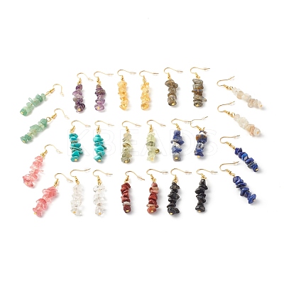 Gemstone Chip Beaded Dangle Earrings EJEW-JE04788-1