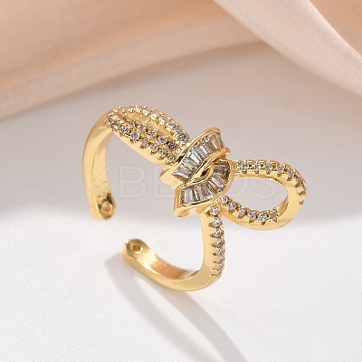 Brass Micro Pave Clear Cubic Zirconia Finger Rings RJEW-C120-27B-G-1
