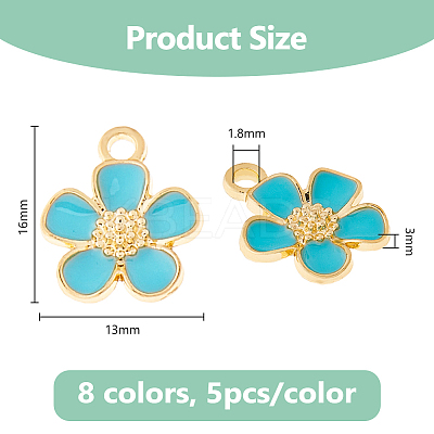 40Pcs 8 Colors Eco-Friendly Zinc Alloy Pendants ENAM-DC0001-90-1