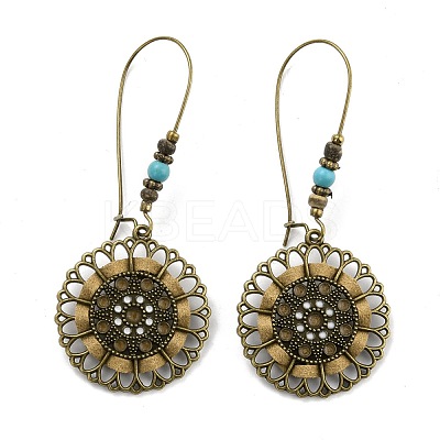 Bohemia Vintage Fower Dangle Earrings EJEW-I261-01AB-1