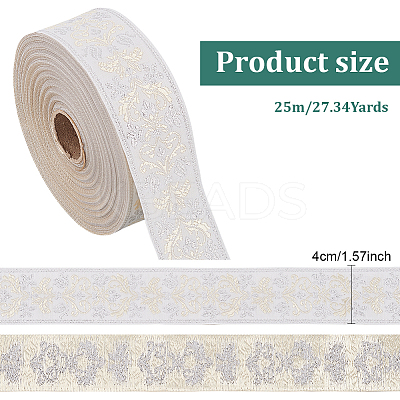 Polyester Jacquard Flower Ribbon for Clothing Accessories OCOR-WH0090-73A-1