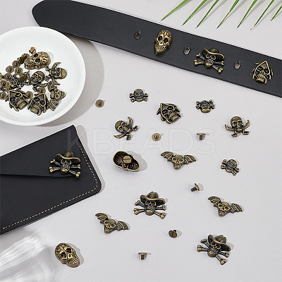 24 Bags 6 Styles Tibetan Style Alloy Rivets FIND-PH0059-92-1