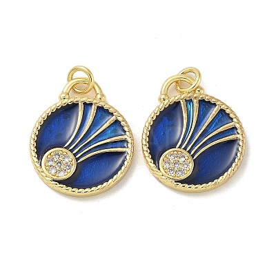 Brass Micro Pave Cubic Zirconia Pendants KK-B124-04G-01-1