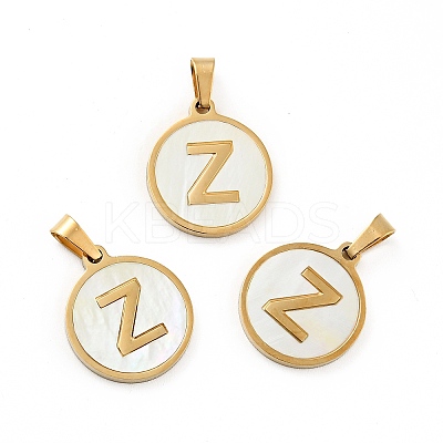 PVD Vacuum Plating 304 Stainless Steel with White Shell Pendants STAS-G268-01-G-1