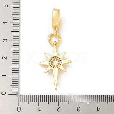Brass Micro Pave Clear Cubic Zirconia Sun European Dangle Charms KK-U044-05G-1