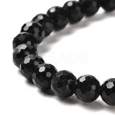 Natural Black Tourmaline Beaded Stretch Bracelets BJEW-K233-01A-03-1