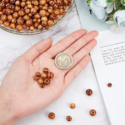 900Pcs 3 Style Round Natural Wood Beads WOOD-OC0001-95-1