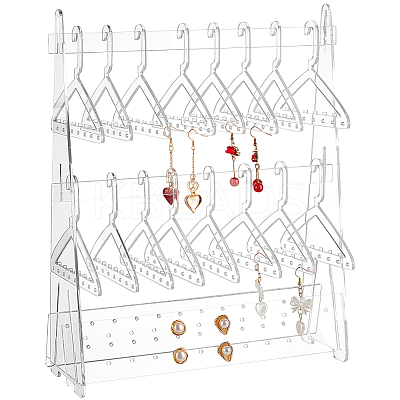 Coat Hanger Shaped Acrylic Earring Display Stands EDIS-WH0029-90-1