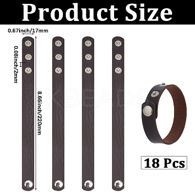 18Pcs PU Leather Snap Bracelets for Women Men BJEW-CY0001-13C-1