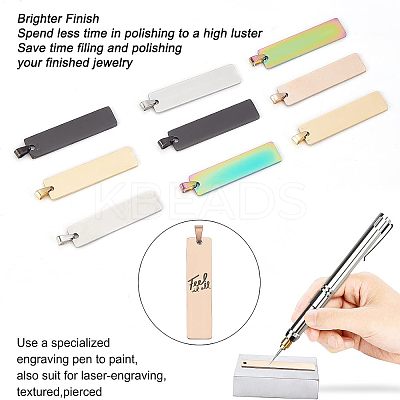 10Pcs 5 Colors PVD Vacuum Plating 304 Stainless Steel Pendants STAS-UN0018-33-1