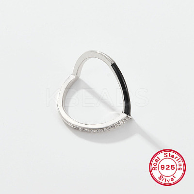 Anti-Tarnish Heart Rhodium Plated Platinum 925 Sterling Silver Micro Pave Cubic Zirconia Finger Rings BD1675-4-1