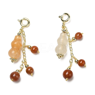 Natural Jade Gourd Pendant Decorations KK-H445-15G-1