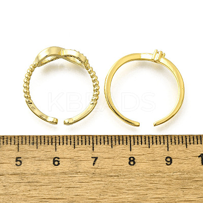2Pcs 2 Styles Brass Micro Pave Clear Cubic Cuff Zirconia Rings for Women RJEW-S399-04G-1