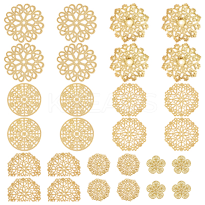 42Pcs 7 Styles Iron & Brass Filgree Joiners IFIN-UN0001-20-1