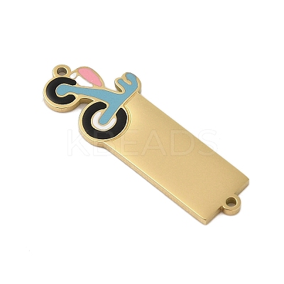 304 Stainless Steel Light Sky Blue Enamel Vehicle Connector Charms STAS-P377-13G-B-1