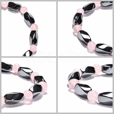 Round Natural Rose Quartz Stretch Bracelets BJEW-G072-3-1