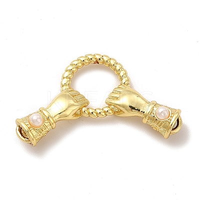 Rack Plating Brass with White Plastic Connector Charms KK-G459-03G-1