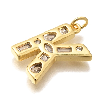 Brass Micro Pave Clear Cubic Zirconia Pendants KK-G521-01G-K-1