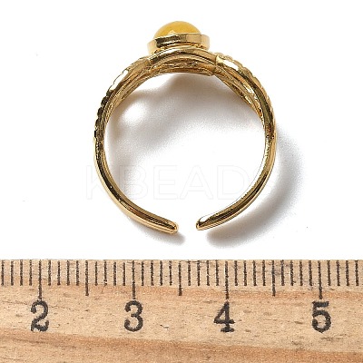 Round Natural Mixed Stone Finger Rings RJEW-C119-02G-1