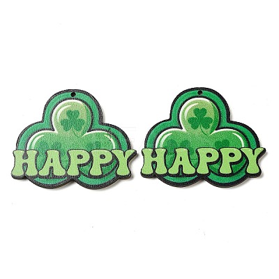 Saint Patrick's Day Single Face Printed Wood Big Pendants WOOD-E016-08-1