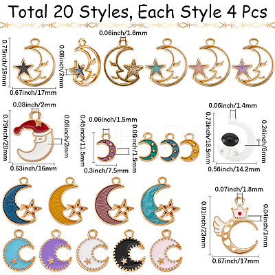 80Pcs 20 Styles Alloy Enamel Pendants FIND-SC0014-17-1