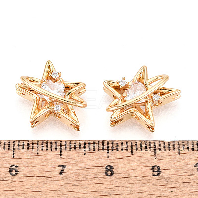 Brass Micro Pave Cubic Zirconia Beads KK-T071-53G-1