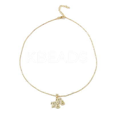 Golden Plated Brass Micro Pave Cubic Zirconia Pendant Necklaces NJEW-L178-02G-01-1