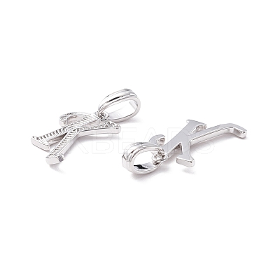 Rack Plating Eco-Friendly Brass Letter Pendants KK-K265-02P-K-1