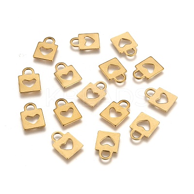 Padlock Ion Plating(IP) 304 Stainless Steel Charms X-STAS-L159-13G-1