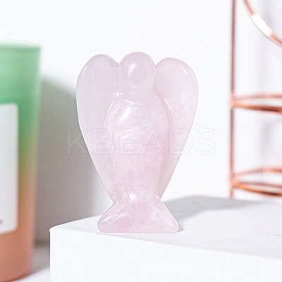 Natural Rose Quartz Angel Figurine Display Decorations G-PW0007-060E-1